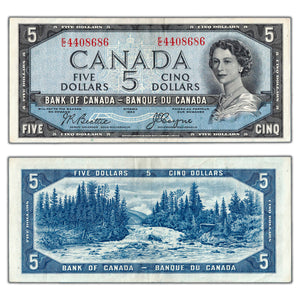 SOLD $5 1954 Bank of Canada Note Devil Face E/C Prefix BC-31b - Abt. EF