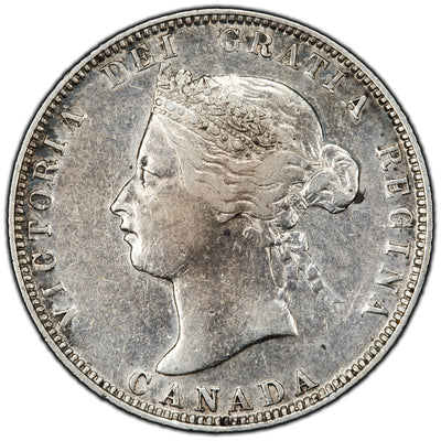 Canada 1874-H 25 Cents Quarter Silver Coin - VF/EF (cleaned/scratches)