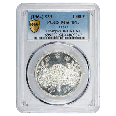 Japan 1964 S39 1000 Yen Silver Coin Olympics JDNA 03-1 - PCGS MS-64 PL