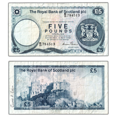 Scotland 1982 5 Five Pounds Note - Tear/Writing