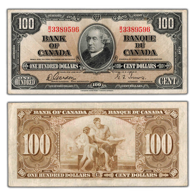 SOLD $100 1937 Bank of Canada Note Gordon-Towers BC-27b - VF