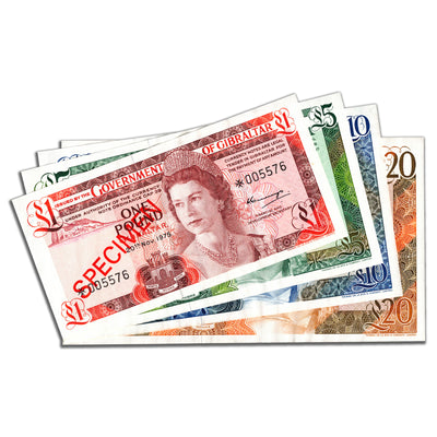 SOLD Gibraltar 1975 4-Note Matched Serial Specimen Set
