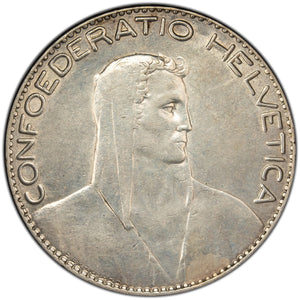 SOLD Switzerland 1922 B 5 Francs Silver Coin KM #37