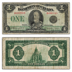 SOLD $1 1923 Dominion of Canada Note Campbell-Sellar Black Seal Series D DC-25n