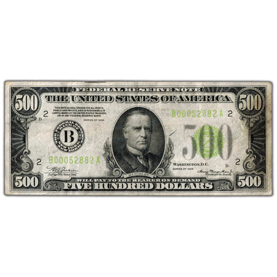 SOLD United States 1934 $500 New York Federal Reserve Note - VF