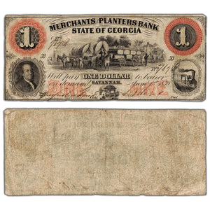 SOLD United States 1859 Merchants Bank State of Georgia $1 Obsolete Note - Circulated