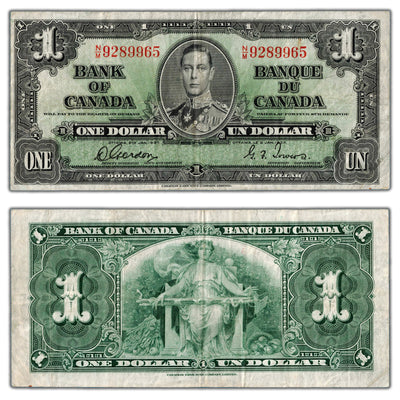 $1 1937 Bank of Canada Note Gordon-Towers N/M Prefix BC-21c - VF