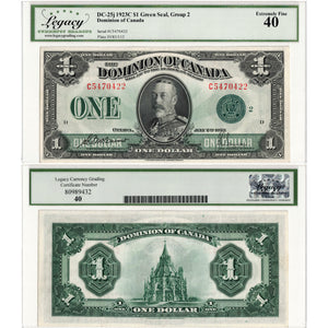 $1 1923 Dominion of Canada Note Green Seal Series C DC-25j - Legacy EF-40