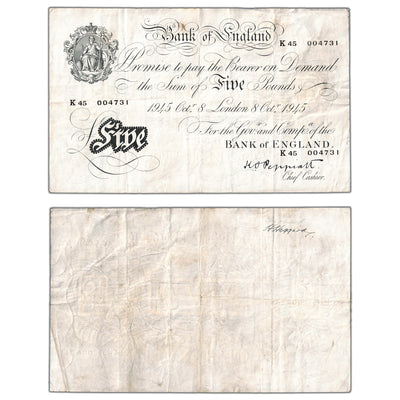 SOLD Great Britain 1945 5 Five Pounds Note P #342