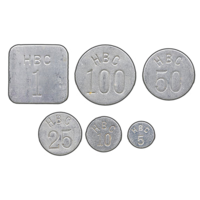 SOLD Canada Hudson's Bay 1946 Eastern Arctic Set of 6 Aluminum Tokens