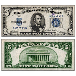SOLD United States 1934 $5 Silver Certificate Note - VF/EF
