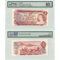 $2 1972 Bank of Canada Note Lawson-Bouey RS Test Note BC-47aT - PMG Gem UNC-65 EPQ