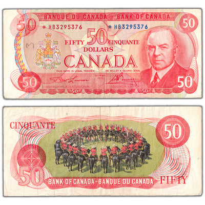 $50 1975 Bank of Canada Note *HB Replacement Prefix BC-51aA - Minor Pencil