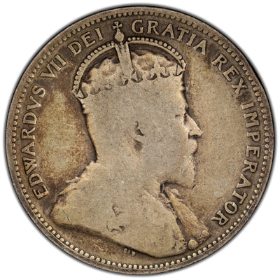 Canada 1908 25 Cents Quarter Silver Coin - VG