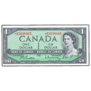 SOLD $1 1954 Bank of Canada Note *B/M Replacement Prefix BC-37bA-i - AU