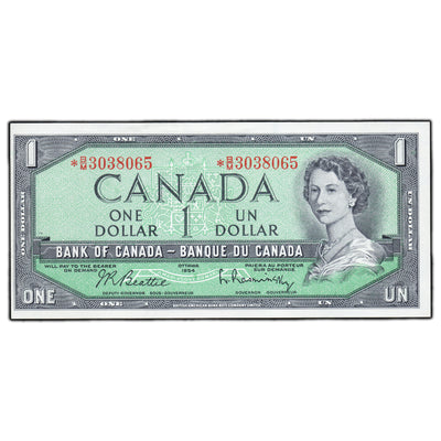 SOLD $1 1954 Bank of Canada Note *B/M Replacement Prefix BC-37bA-i - AU