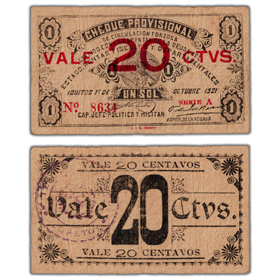 Peru Iquitos Revolution 1921 20 Centavos Note P #S602 - Fine