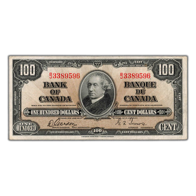 SOLD $100 1937 Bank of Canada Note Gordon-Towers BC-27b - VF