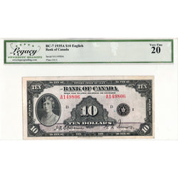 $10 1935 Bank of Canada Note English Text BC-7 - Legacy VF-20