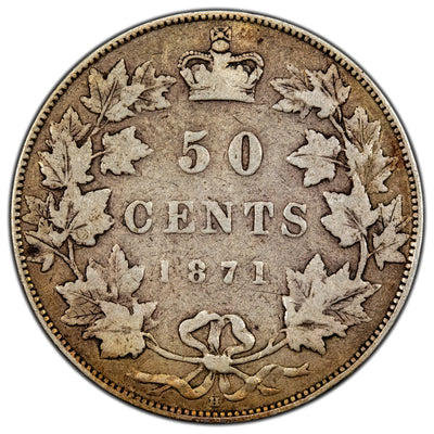 Canada 1871-H 50 Cents Half Dollar Silver Coin - Very Good