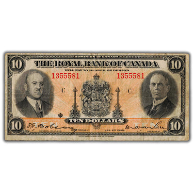 SOLD $10 1935 Royal Bank of Canada Chartered Note CH #630-18-04a - Fine