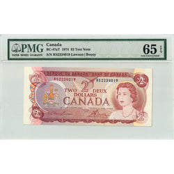 $2 1972 Bank of Canada Note Lawson-Bouey RS Test Note BC-47aT - PMG Gem UNC-65 EPQ