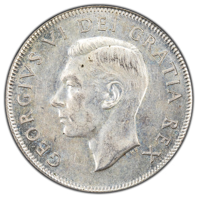 Canada 1950 No Design 50 Cents Half Dollar Silver Coin - Almost Uncirculated