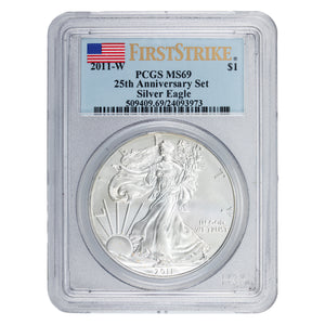 SOLD United States 2011-W 1oz .999 Fine Silver Eagle 25th Anniv. Set - PCGS MS-69 First Strike