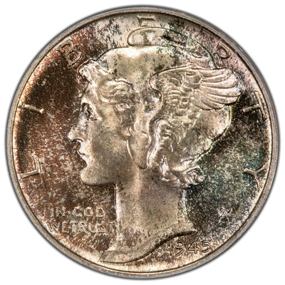 United States 1945 10 Cents Mercury Dime Silver Coin - PCGS MS-66