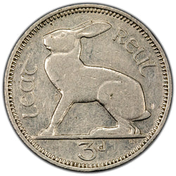 Ireland 1939 3d Threepence Coin Scarce Date! - Very Fine +