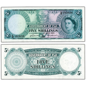 Fiji 1957 5 Five Shillings Note P #51a - Uncirculated