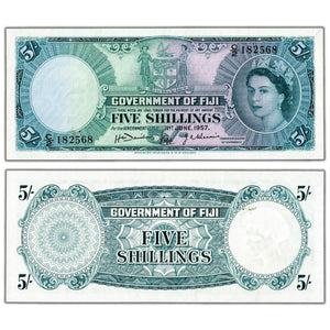 Fiji 1957 5 Five Shillings Note P #51a - Uncirculated
