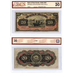 SOLD $20 1918 Bank of Nova Scotia Canada Chartered Note #550-28-16 - BCS VF-20