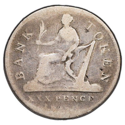 SOLD Ireland 1808 Harp to "O" 30 Pence Silver Bank Token SP #6616