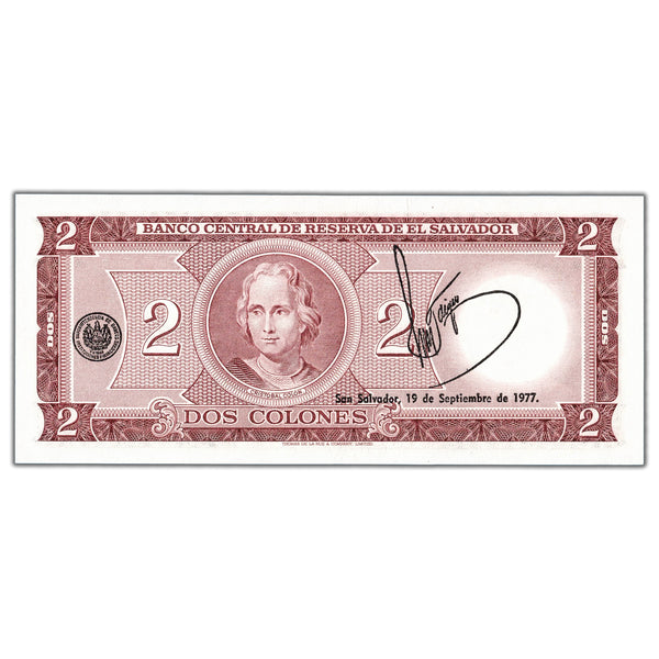 SOLD El Salvador 1974 2 Two Colones Note P #116b - Uncirculated - The ...