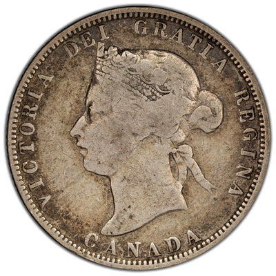 Canada 1881-H 25 Cents Quarter Silver Coin - VG