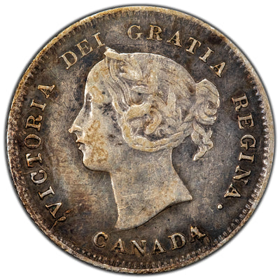Canada 1870 Raised Rim 5 Cents Silver Coin - Very Fine