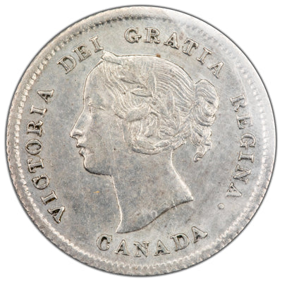 Canada 1874-H Plain 4 5 Cents Silver Coin - ICCS EF-40