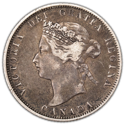 Canada 1871 Obverse 2 25 Cents Quarter Silver Coin - Very Fine