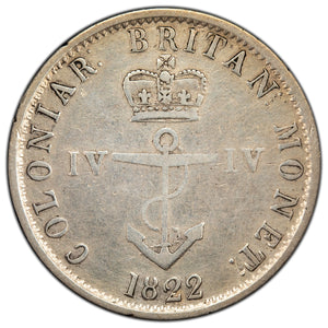 SOLD British West Indies 1822 $1/4 Quarter Dollar Silver Coin KM #3 (lightly cleaned)