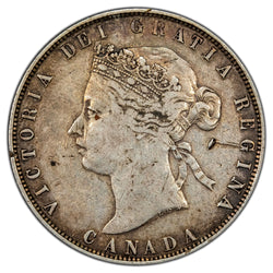 Canada 1872-H 50 Cents Half Dollar Silver Coin - Obverse Scratched