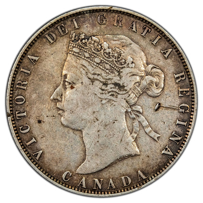 Canada 1872-H 50 Cents Half Dollar Silver Coin - Obverse Scratched
