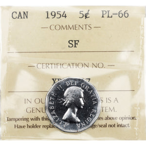 SOLD Canada 1954 SF 5 Cents Coin - ICCS Proof-Like PL-66