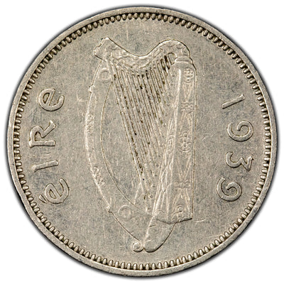 Ireland 1939 3d Threepence Coin Scarce Date! - Very Fine +