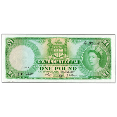 Fiji 1957 1 One Pound Note P #53b - Choice Uncirculated