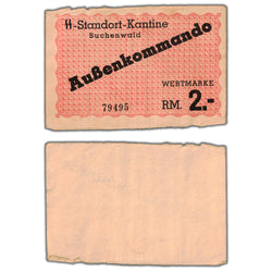 Germany 1944 WWII Buchenwald 2 Reichsmark Concentration Camp Note - Edge Issues