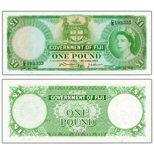 Fiji 1957 1 One Pound Note P #53b - Choice Uncirculated