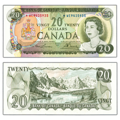 SOLD $20 1969 Bank of Canada Note *WE Replacement Prefix BC-50bA - AU