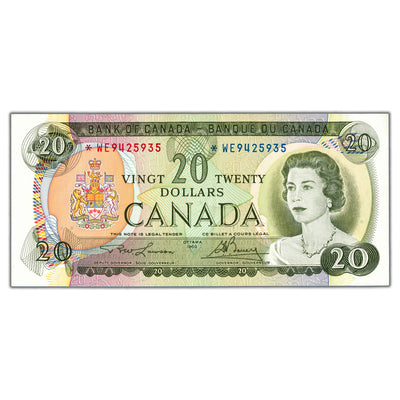 SOLD $20 1969 Bank of Canada Note *WE Replacement Prefix BC-50bA - AU