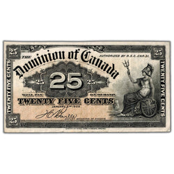 25 Cents 1900 Dominion of Canada Note Boville DC-15b - VF/EF (pinholes)